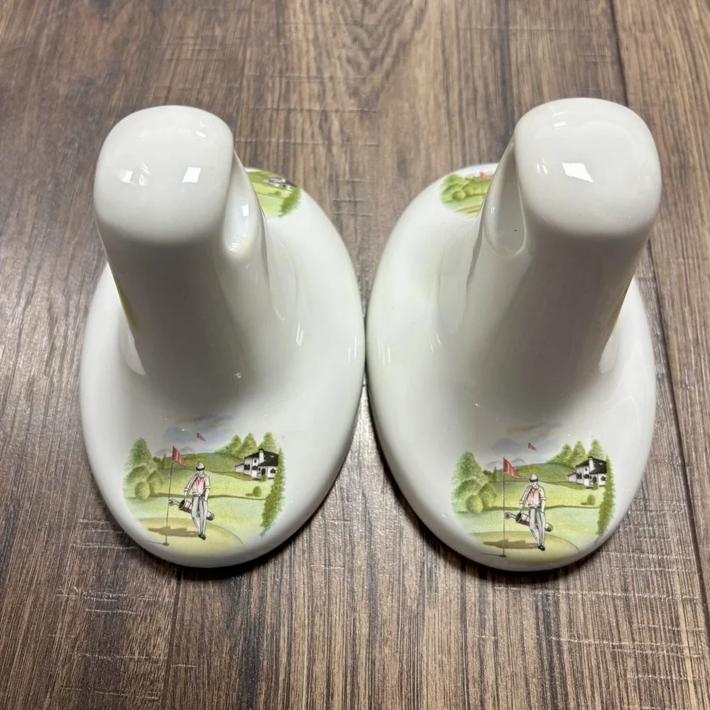 Macbirdie Ceramic Golf Themed Bathroom 4 Piece Set Vintage Soap Bottle Towel Bar